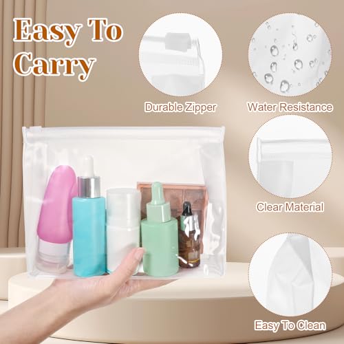 cobee 100 Pcs Clear Makeup Bags Bulk, Waterproof PVC Travel Cosmetic Organizer Mini Pouches with Zipper 7.9x5.9x2 Inch Transparent Toiletry Bags for Women Men