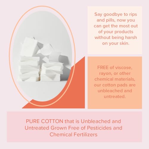 White Rabbit ? Naked Cotton Classic ? Premium 100% Cotton Pads for Toner Use, Makeup Remover, and Masks | Unbleached, Lint-Free, Extra Soft | Korean Skin Care Product (500 Count)
