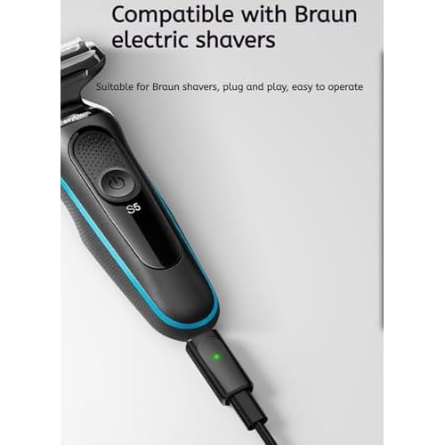 USB-C to Braun Shaver Charging Adapter, Compatible with Series 3, 5, 7, 9, XT, HC, Silk-epil, BG Series (1 Pack - Black)