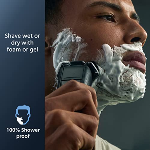 Philips Norelco Shaver 6000, Rechargeable Wet & Dry Shaver with 2-in-1 Click On Beard Styler (5 Length Settings) and Precision Trimmer, S6600/90 (Renewed)
