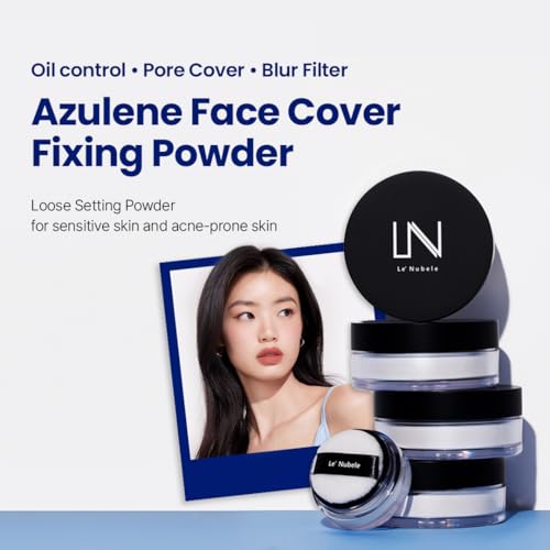 Le Nubele Azulene Face Cover Fixing Powder Translucent Loose Setting Powder, Blurring Powder, Poreless Face Primer, Blurring Primer, Mini Makeup 3g / 0.10 oz