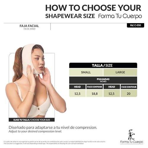 Forma Tu Cuerpo Chin Strap Set - Double Chin Reducer, Jawline Shaper for Men & Women - Invisible V-Line Lifting Mask for Sleeping - Facelift Compression Garment, S/M