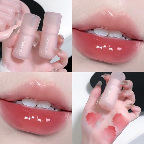 Petansy Hydrating Lip Gloss,4 Colors Plumping and Moisturizing Glaze Tint, Water Mirror Liquid Lipstick, Long-lasting Highly-Pigmented Korean Lip Glaze Natural Lip Makeup