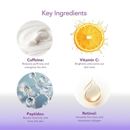 Caffeine Eye Cream for Under?Eye Hydration, Puffiness & Tired?Looking Eyes ?Lightweight Cooling Eye Balm with Caffeine, Peptides & Retinol ? Gentle Daily Formula for Men & Women (15ml x 2)