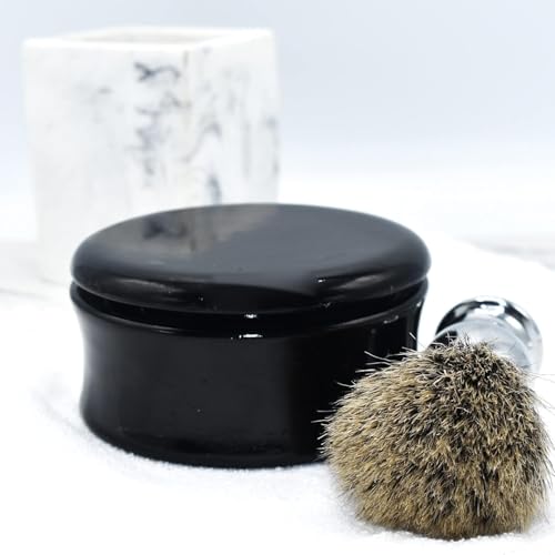 Parker Genuine Mango Wood Hand Carved Shave Soap Bowl - Black Lacquer