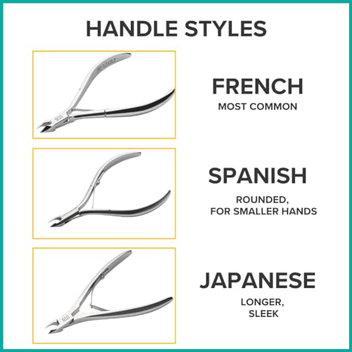 Rui Smiths Ultra-Premium Stainless Steel Cuticle Nippers - Professional Stainless Steel Cuticle Cutters - Spanish Handle, Rounded Box Joint, Matte Chrome Plated - 5mm Jaw, Single Spring