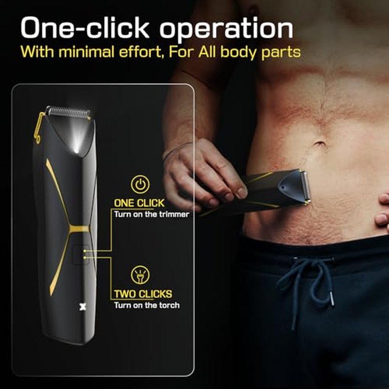 Electric Body Hair Trimmer for Men - Manscape Pubic Hair Groomer Waterproof Wet/Dry Ball Grion Shaver Type-C Rechargeable Cordless Replaceable Ceramic Blade Razor Male Professional Grooming Smooth