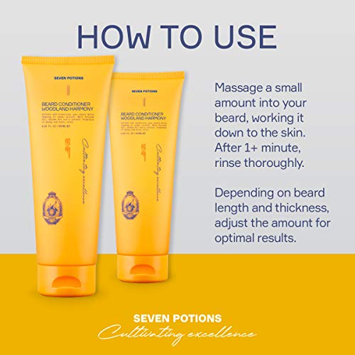 SEVEN POTIONS Beard Conditioner for Men ? Prevents Beard Itch and Dandruff ? Natural, Vegan, Cruelty Free (Woodland Harmony, 8.45 FL OZ)