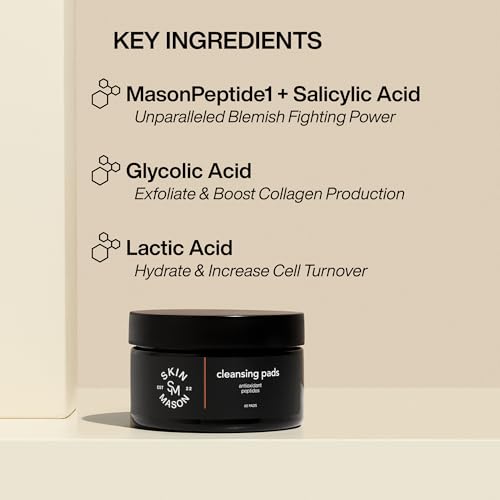 Peptide Exfoliating & Resurfacing Pads by SkinMason - Glycolic Acid, Salicylic Acid, Hydrating