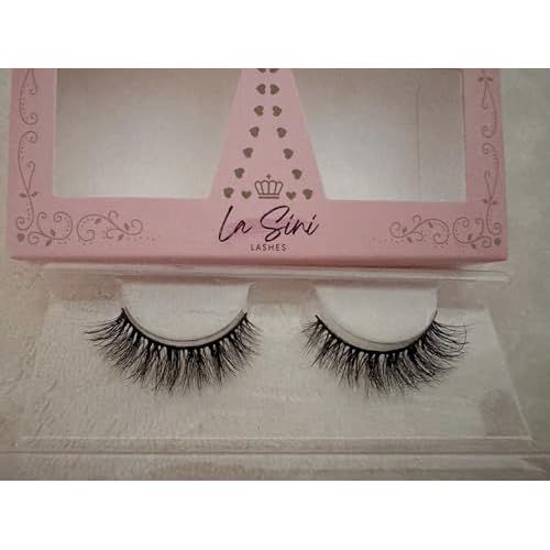La Sini ANGEL 9mm Lashes - Natural Mink - Light, airy and graceful - Lightweight, Reusable False Eyelashes with Flexible Band, Natural Volume for Glamorous Eye Look, 1 Pair