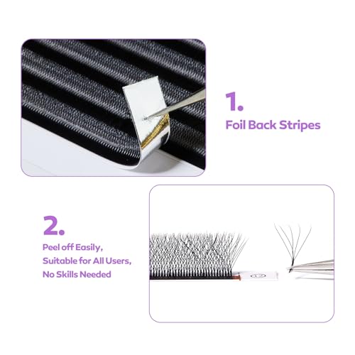 DeceMars Eyelash Extensions 5D W Lashes 0.07mm D Curl 8-14mm Mix Natural Soft Volume Premade Fans Easy Fanning False Lashes Matte Black Cluster (5D-0.07-D-8-14 MIX)