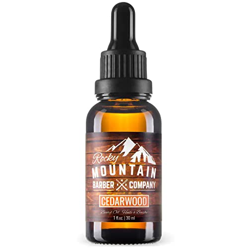 Rocky Mountain Barber Company Men¡¯s Cedarwood Beard Oil - Featuring Grapeseed Oil, Coconut Oil, Argan Oil and Real Cedarwood Essential Oil
