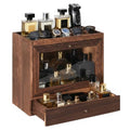 Cologne Organizer for Men,Nightstand Organizer,Cologne Shelf, Solid Wood Cologne Stand with Drawer Storage and Clear Window,Dresser Drawer Organizers,Perfume Stand Organizer,Brown
