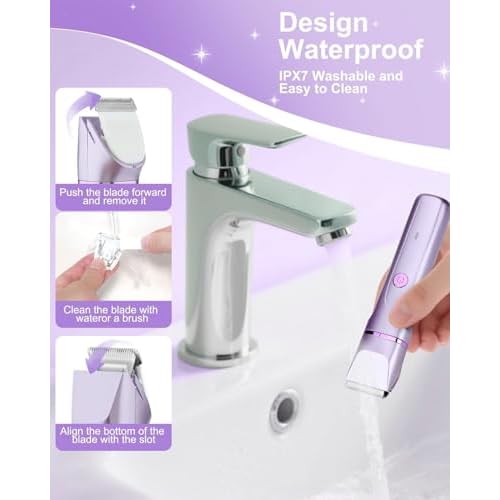 Bikini Trimmer for Women, 3-in-1 Electric Razors for Women, IPX7 Waterproof Rechargeable Cordless Pubic Hair Shaver for Ladies Bikini Pubic, Face, Underarms, Legs