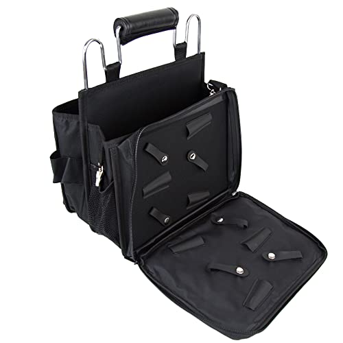 Open Hair Stylist Case ? Sturdy Metal Frame Hairdresser Bag ? Cosmetology Organizer for Hair Stylists ? Hair Styling Tool Bag and Storage Organizer