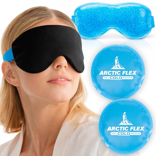 Arctic Flex Cold Eye Mask - Gel Ice Pack for Cool Sleeping, Dry Night Treatment - Reusable Hot Spa Therapy for Sleep, Skin Puffiness, Migraine