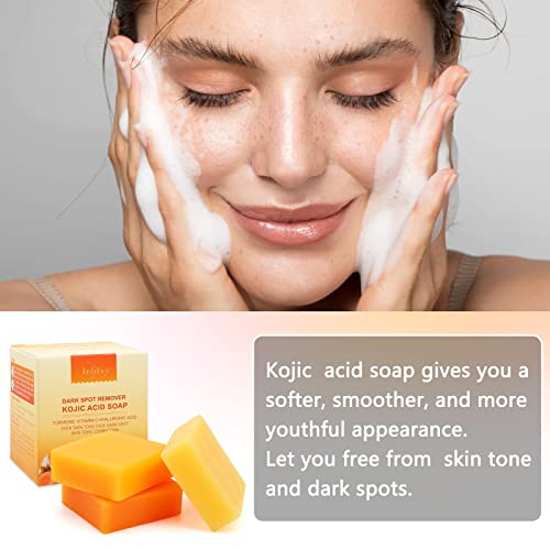 Inlifay Turmeric Soap for Dark Spots: Kojic Acid Soap for Women with Hyperpigmentation - Home Travel Use Skin Cleansing Size: 1.17 Ounce (Pack of 6)