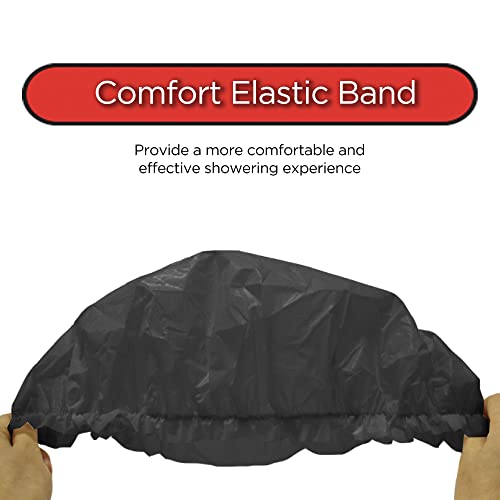 Donna Premium Collection Shower Cap Waterproof Super Jumbo Bonnet 2pc Shower Caps for Women Reusable Waterproorf BLACK