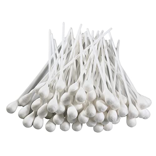 Vakly Large Oversized Swabs [Pack of 200] Extra-long 8" Cotton Tipped Applicators with Extra Large 1/2" Diameter Swab - Non-sterile ? Long Plastic Shaft