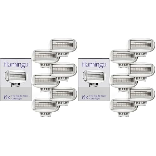 Flamingo Women's Original Razor Blade Refill Cartridges for Women - 5-Blade Shaving Razors for Women, 6 Count (Pack of 2)
