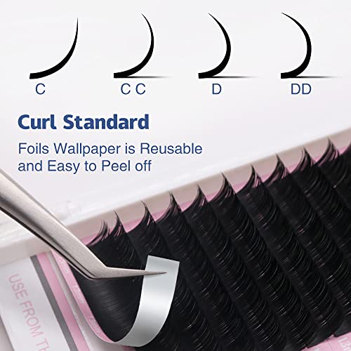 Matte Mink Flat Eyelash Extension 0.25 Ellipse Eyelashes False Mink Individual Eyelash Extension Professional Salon Used by Qeelasee (D, 16/17/18-MIX)