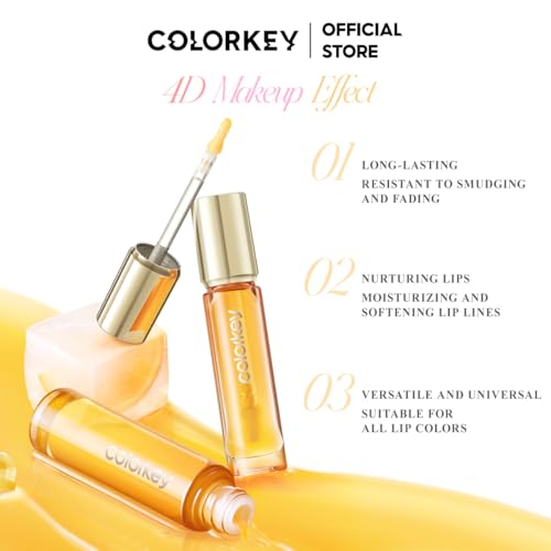 COLORKEY Water Color Changing Lip Oil, Transformative Lip Tint, Hydrating & Plumping, Long-Lasting, Non-Sticky, Water-Resistant, Enriched with Essential Oils (03)