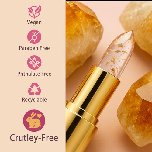 EELHOE PH Lipstick Color Changing, Clear Color Changing Lipstick, Transfer Proof Lip Balm with Gold Foil Inside, Long Lasting 12 Hour Wear, Hydrating & Lightweight