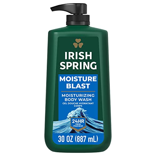 Irish Spring Moisture Blast Body Wash, 30 Oz Pump & 5 in 1 Body Wash for Men, Men's Body Wash, Smell Fresh and Clean for 24 Hours