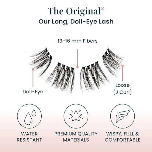 FlutterHabit The Original Lashes, 2 Sets of Lashes, DIY Long Lash Extensions, Up to 10 Day Lash Wear, Salon Quality Cluster Eyelashes for a Natural Look, No Glue Included