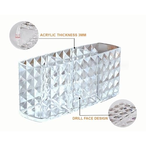 Bling Sparkling rhinestone Five-Piece Makeup Brush Set-Complete Beauty Tool Kit for Flawless Makeup Application (Silver)