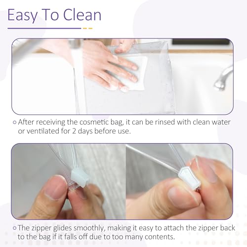 50 Pcs Clear Makeup Bag Travel Toiletry Organizer Zipper Pouches, 9.84 x 7.09 Inches Cosmetic Sorting Bag Waterproof Zipper Organizer, Vacation Swimsuit Bikini Organizer Bags