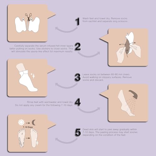 STARSKIN Magic Hour, Exfoliating Foot Mask Sock with Lactic and Glycolic Acid, Gently Removes Calluses and Dead Skin for Effective Peeling, K Beauty Skincare (4 Pack)