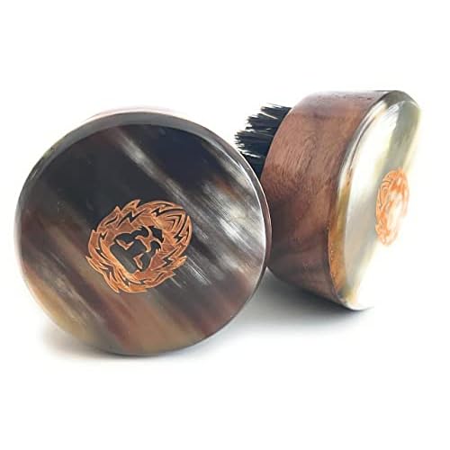 Premium Oxhorn Dual Action Beard Comb and Travel Beard Brush Bundle by Man & Mane