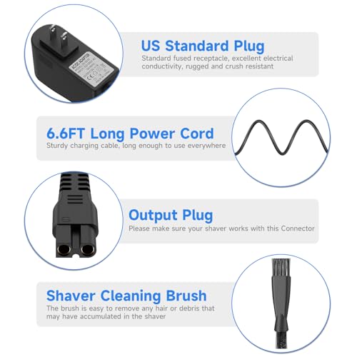 Meridian Trimmer Charger, 5V 1A Replacement Charger Cord Compatible with Meridian Original M2B M2C M2A M2G Grooming Electric Shaver Trimmer 6.6FT