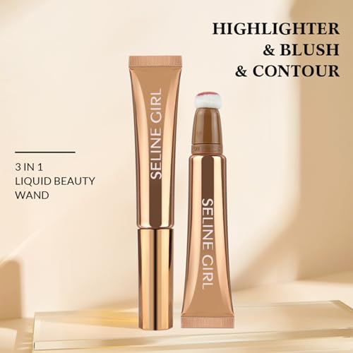 3-IN-1 Liquid Contour Stick, Highlighter & Blush & Contour Stick, Multi-Purpose Contour Makeup, Cream Contour Long Lasting and Waterproof Cosmetic #10 Dusty Pink