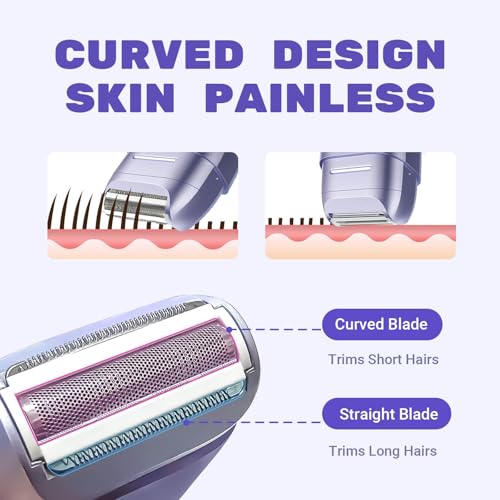 Electric Razors for Women, Waterproof Wet Dry Mini Electric Shaver for Women - Cordless Ladies Electric Shaver for Hair Removal, Legs, Face, Body, Bikini,Sensitive Skin, Teens, Ladies (Lilac)