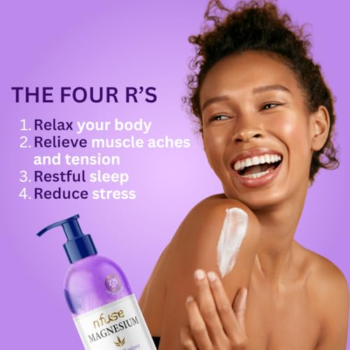 nfuse Magnesium Lotion - 225 mg USP Magnesium Chloride, Lavender Essential Oils, Fast Absorbing, Calming, Stress Relief & Muscle Relaxation - Natural Body Lotion, 8 oz