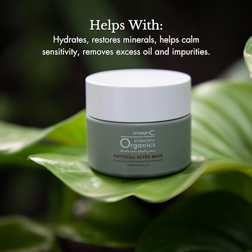 emergin C Scientific Organics Phytocell Detox Mask - Hydrating Facial Mask with French Green Clay, Seaweed + Plant Stem Cells - Draws Out Impurities + Excess Oils (1.6 oz, 50 ml)