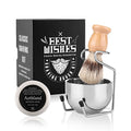 Aethland Shaving Brush Set for Men, 4 in1 Include 100g Shaving soap, Badger Shaving Brush and Stainless Steel Shaving Stand & Shaving Bowl for Husband Birthday Boyfriend Father's Day Gifts£¨Upgrade W)