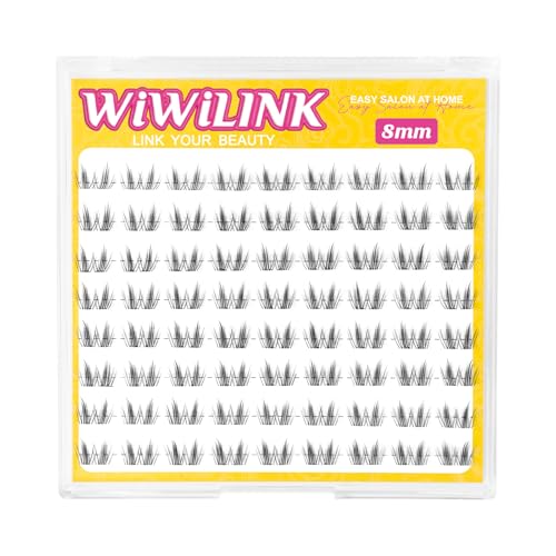 Natural Lash Clusters, Freya 8mm DIY Wispy Cluster Eyelash Extensions, Thin Clear Band Individual Lashes D Curl Eyelash Clusters