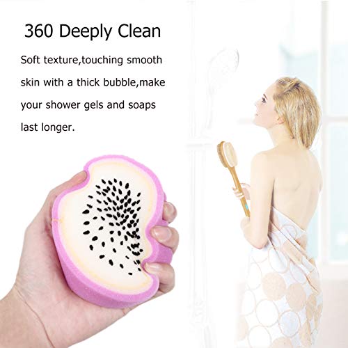 Fruit Bath Sponges, 4pcs Kids Cute Body Scrubbers Shower Cleansing Sponges for Bathing Accessories