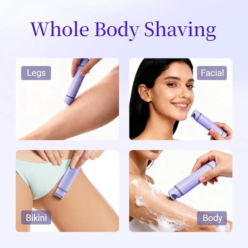 Bikini Trimmer for Women, 2-in-1 Electric Razor & Pubic Hair Trimmer, IPX6 Waterproof Bikini Shaver with 0.1-4 mm Combs, USB Charge, Painless Razors for Women Legs Underarms Face (Lalic)