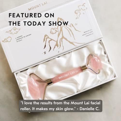 Mount Lai De-Puffing Rose Quartz Facial Roller ? The Stone of Love, Certified Rose Quartz Face Roller for Anti-Aging, Soothing & Radiant Skin, Facial Massager Tool for Self-Care Ritual