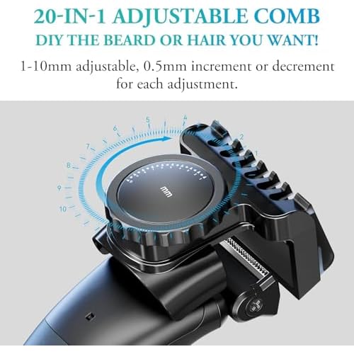 Body Hair Trimmer for Men - 2 in 1 Dual-Head Electric Shaver & Groomer, Ball Shaver with 30¡Æ Rotating Blade Adjustable Comb Mens Electric Razor IPX6 Wet & Dry for Face Groin Pubic Hair Trimmer Black