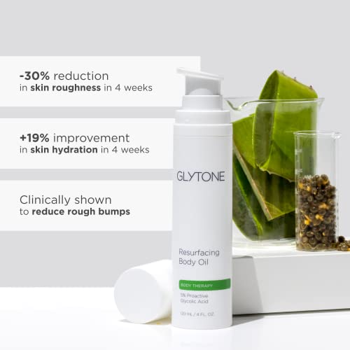 Glytone Resurfacing Body Oil? Nourishing & moisturizing anti aging Body Oil for dry Skin & Keratosis Pilaris ?5% Proactive Glycolic Acid After Shower oil for Body?Unscented, Non Toxic 4 Fl oz