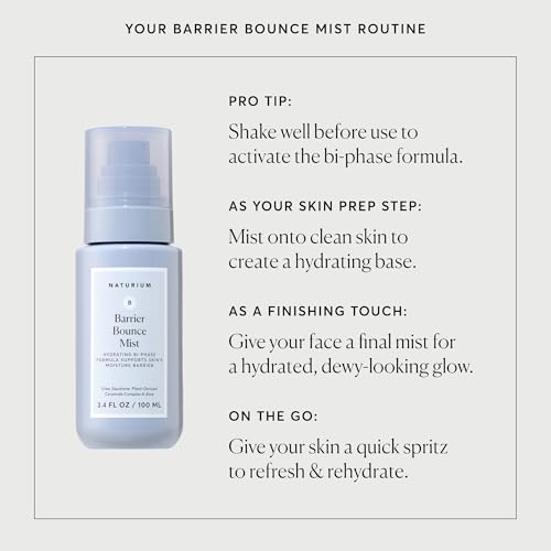 Naturium Barrier Bounce Mist, Hydrating Skincare with Urea, Squalane, Plant-Derived Ceramide & Aloe, 100 mL / 3.4 fl oz