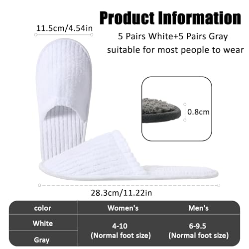 TINSKY 20 Pairs Non-Slip Disposable Slippers For Guests,Bulk Slippers For Hotel,Spa,Travel,Shoeless Home,Spa Slippers With Pouch