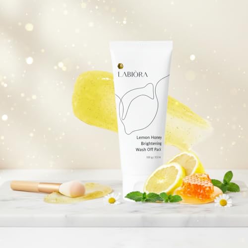 Lemon Honey Face Mask Wash-Off Pack & Scrub ? 5-Minute, Exfoliating, Hydrating, Gentle for Sensitive Skin, with Manuka Honey & Lemon Extract, 3.52 oz (100 g)