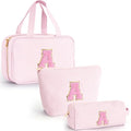 Easter Gifts Basket Stuffers for Teen Girls Women - Toiletry Bag Initial Makeup Bag | Travel Cosmetic Bag | 8 9 10 11 12 13 14 15 16 Years Old Girl Gifts Trendy Stuff - Pink A