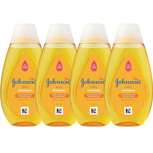 Johnson's Baby Travel Shampoo, 4 Pack 3.38 Oz. Tear-Free, Mild and Gentle Scalp and Hair Cleanser for Babies, Toddlers, Kids - Free of Parabens, Phthalates, Sulfates and Dyes